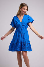 Vestido Corto Manga Corta - Azul