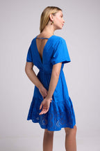 Vestido Corto Manga Corta - Azul