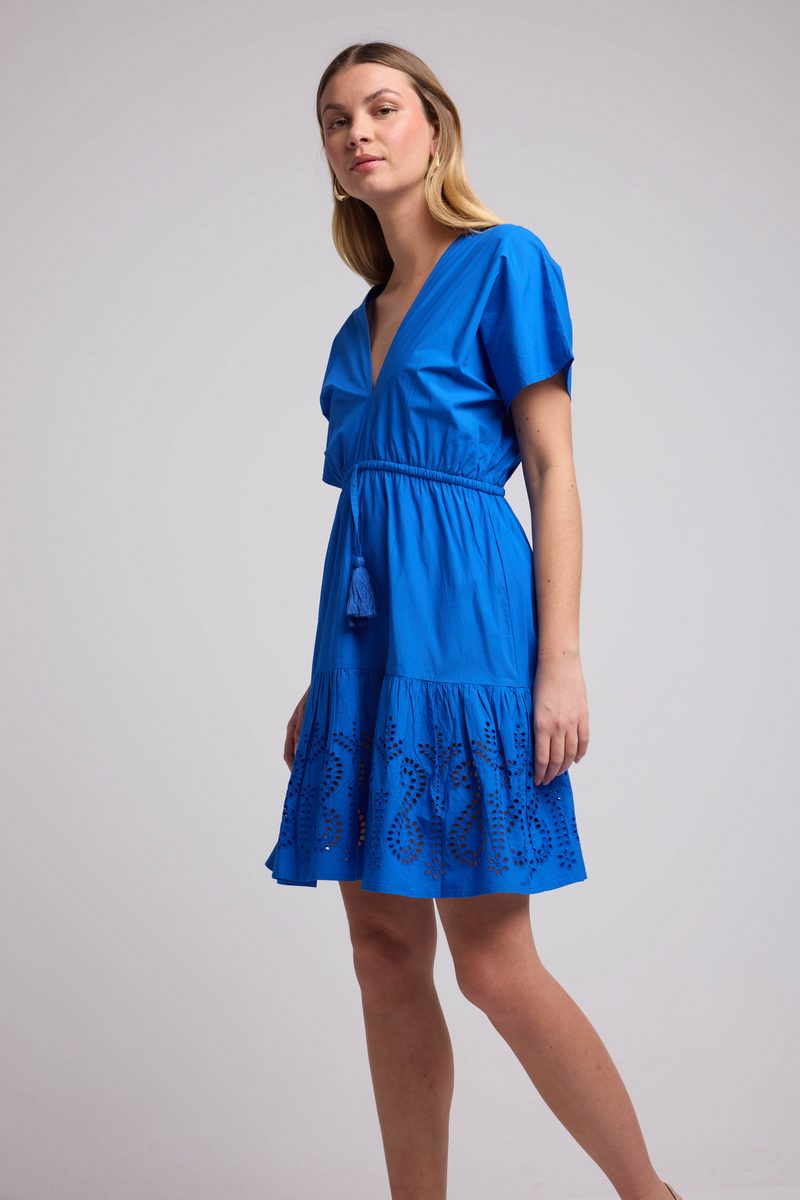 Vestido Corto Manga Corta - Azul