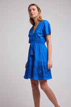 Vestido Corto Manga Corta - Azul