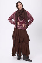 Echarpe Bandana Oversize Triangle Unie Amel - Marron Chocolat - Femme - 100% Cachemire