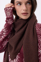 Echarpe Bandana Oversize Triangle Unie Amel - Marron Chocolat - Femme - 100% Cachemire