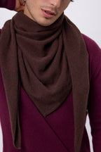 Oversize triangulär enfärgad bandanasjal Amel - Chokladbrun - Herr - 100 % kashmir