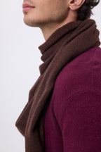 Oversize triangulär enfärgad bandanasjal Amel - Chokladbrun - Herr - 100 % kashmir