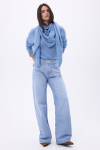 Bufanda bandana oversize triangular lisa Amel - azul cielo - mujer