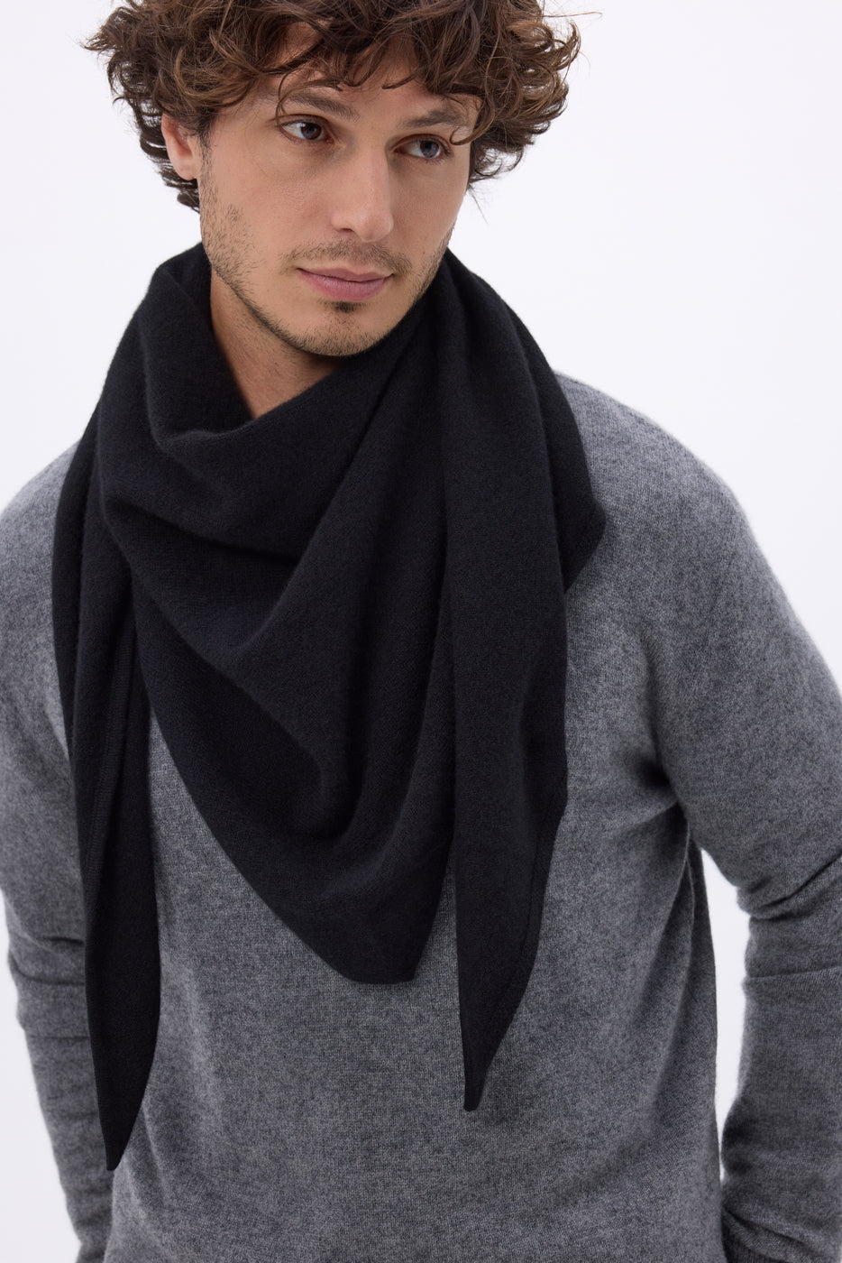 Bufanda bandana oversize triangular lisa Amel - Negro - Hombre