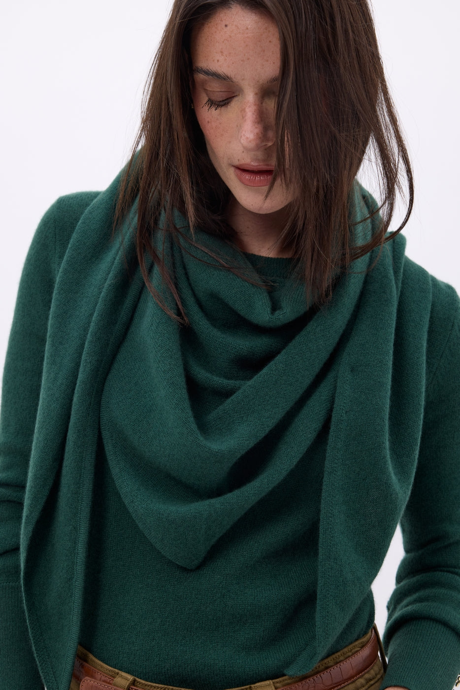 Bufanda bandana oversize triangular lisa Amel - Verde botella - Mujer