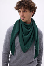 Echarpe Bandana Oversize Triangle Unie Amel - Vert Bouteille - Homme - 100% Cachemire