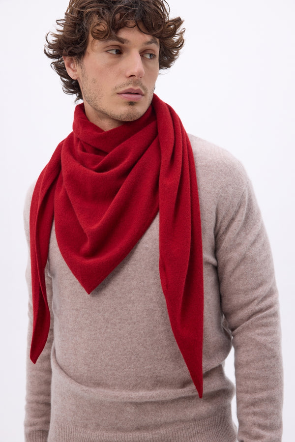 Echarpe Bandana Oversize Triangle Unie Amel - Coulis - Homme - 100% Cachemire