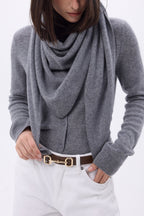 Plain Triangle Oversized Bandana Scarf Amel - Dark Grey - Women