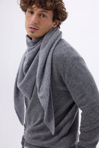 Echarpe Bandana Oversize Triangle Unie Amel - Gris Fonce - Homme - 100% Cachemire