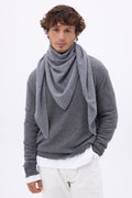 Echarpe Bandana Oversize Triangle Unie Amel - Gris Fonce - Homme - 100% Cachemire
