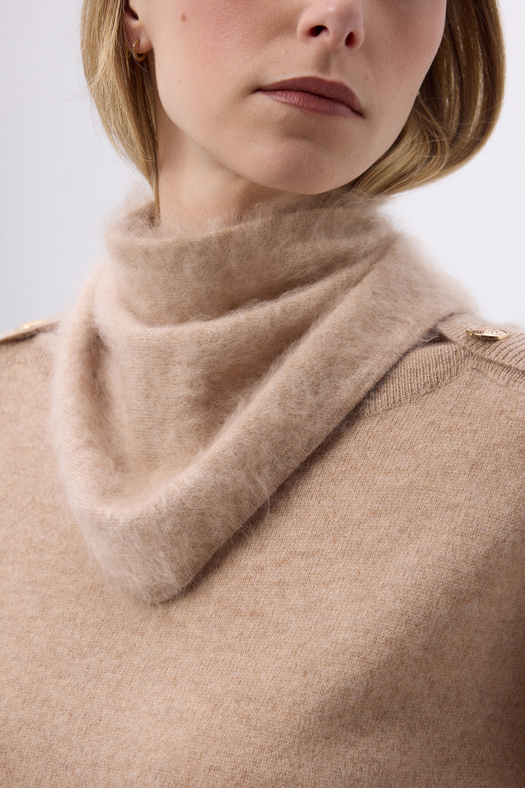 Bandana Triangle – Brushed Cashmere Bandana Amel - Beige Creme - Femme