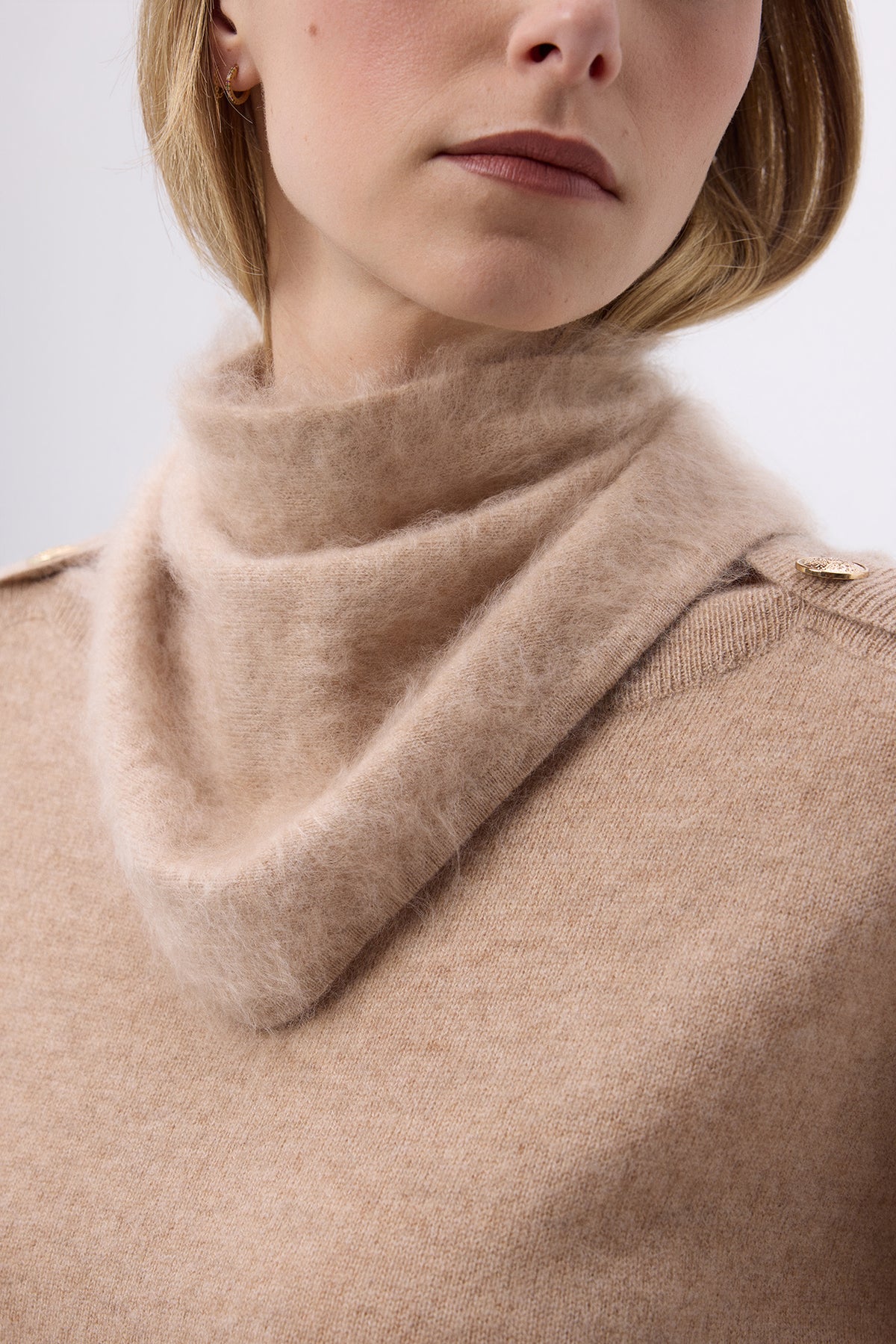 Bandana Triangle – Brushed Cashmere Bandana Amel - Beige Creme - Femme