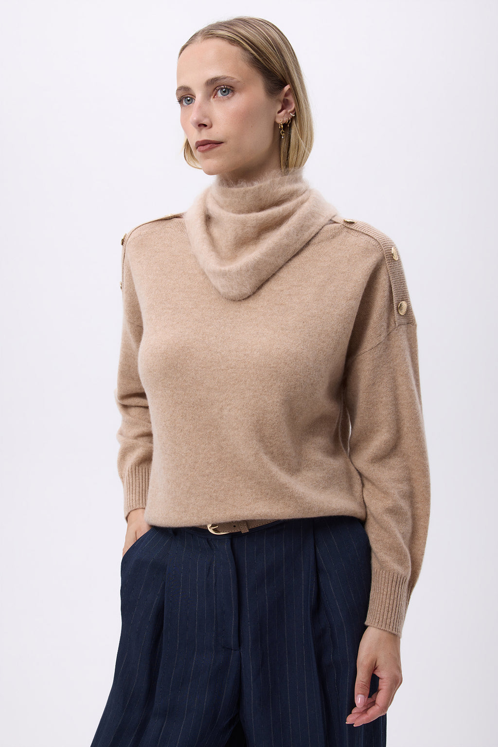 Bandana Triangle – Brushed Cashmere Bandana Amel - Beige Creme - Femme