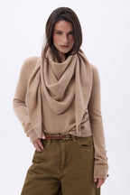 Echarpe Bandana Oversize Triangle Unie Amel - Beige Creme - Femme