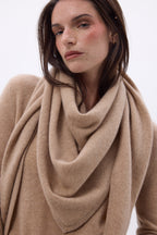 Echarpe Bandana Oversize Triangle Unie Amel - Beige Creme - Femme