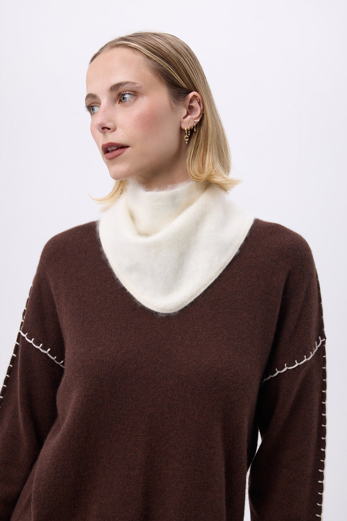 Bandana Triangle – Brushed Cashmere Bandana Amel - Blanc - Femme