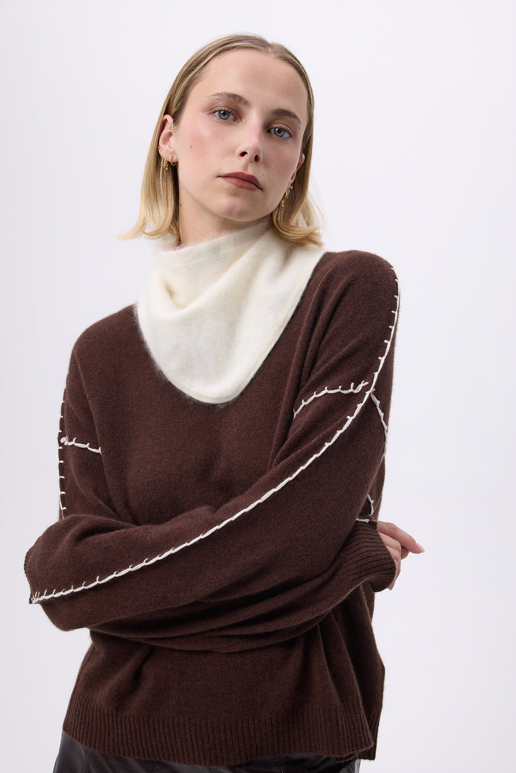 Bandana Triangle – Brushed Cashmere Bandana Amel - Blanc - Femme
