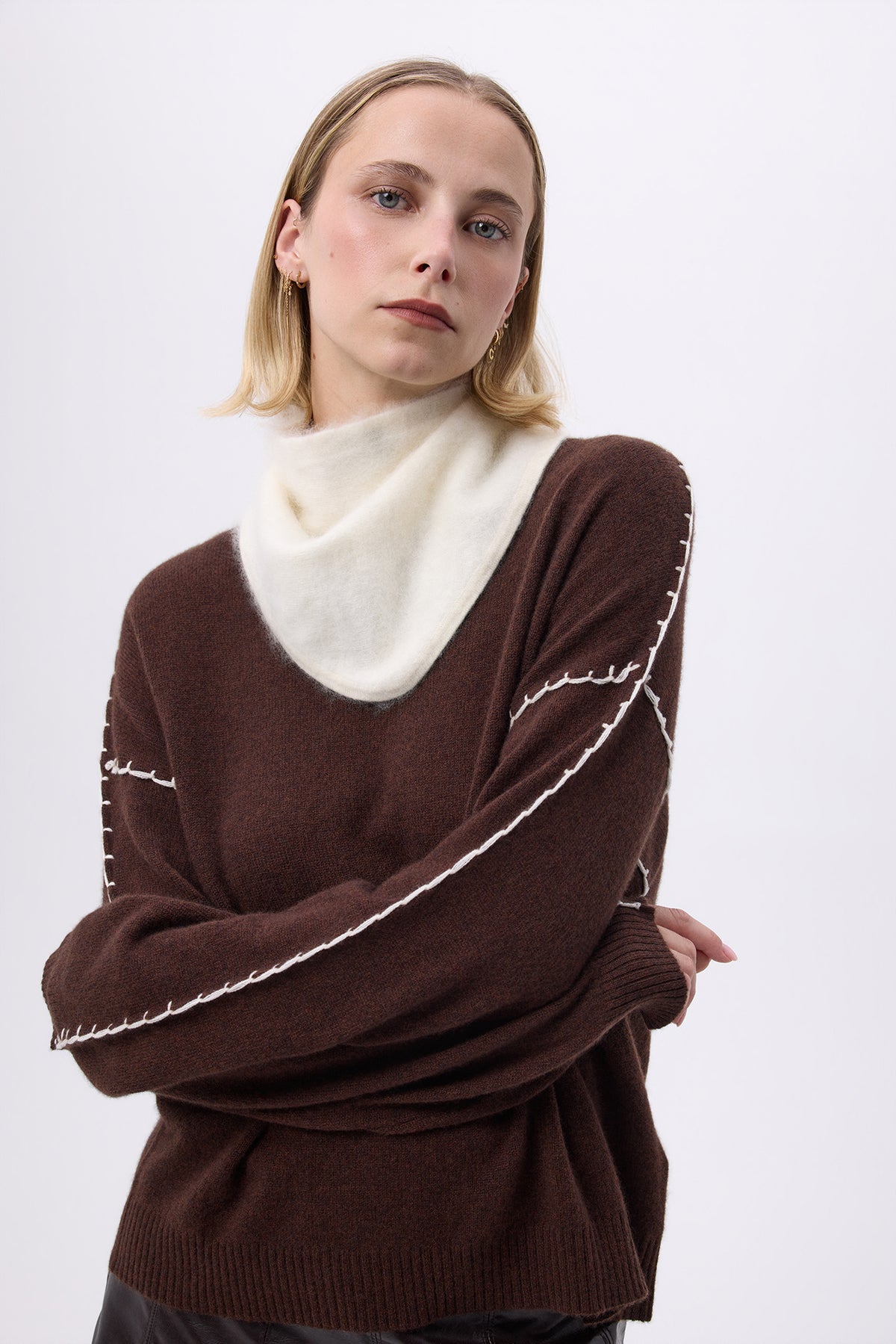 Bandana Triangle – Brushed Cashmere Bandana Amel - Blanc - Femme