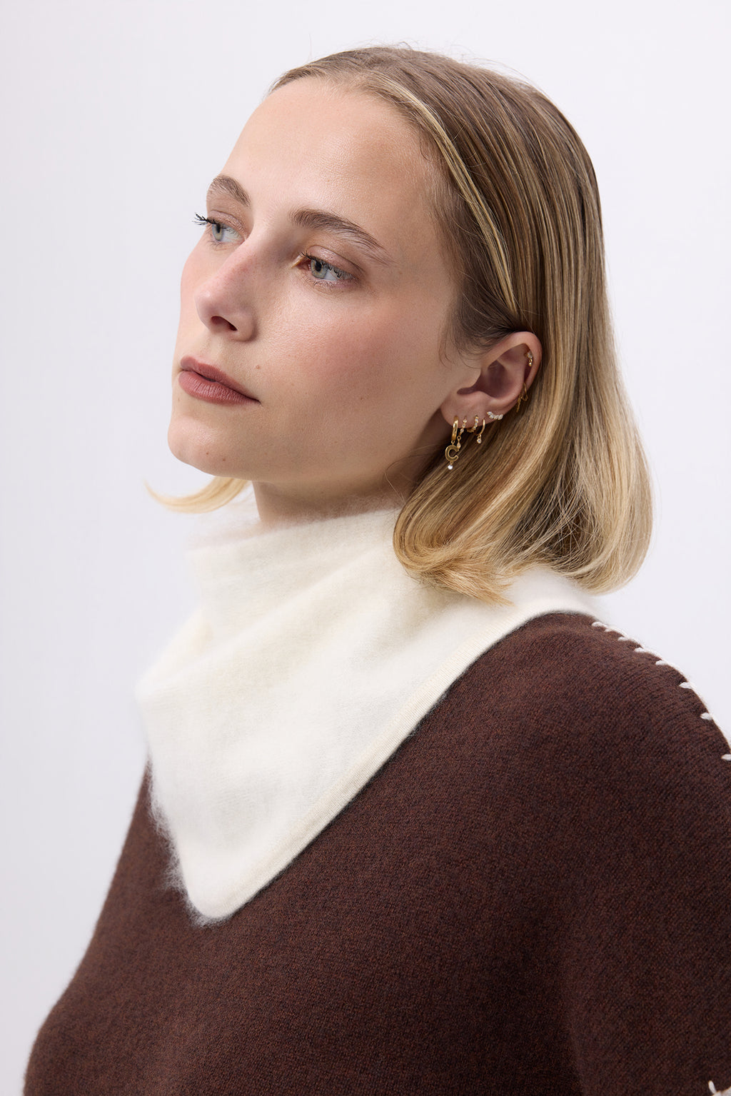 Bandana Triangle – Brushed Cashmere Bandana Amel - Blanc - Femme