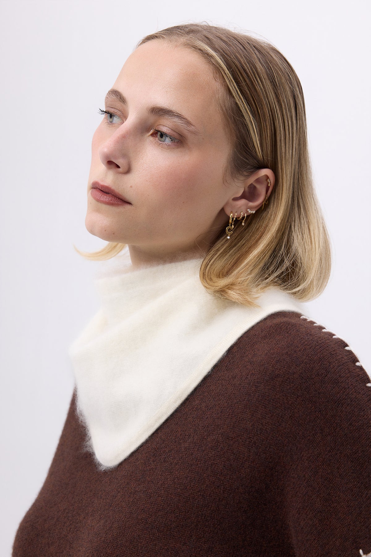 Bandana Triangle – Brushed Cashmere Bandana Amel - Blanc - Femme
