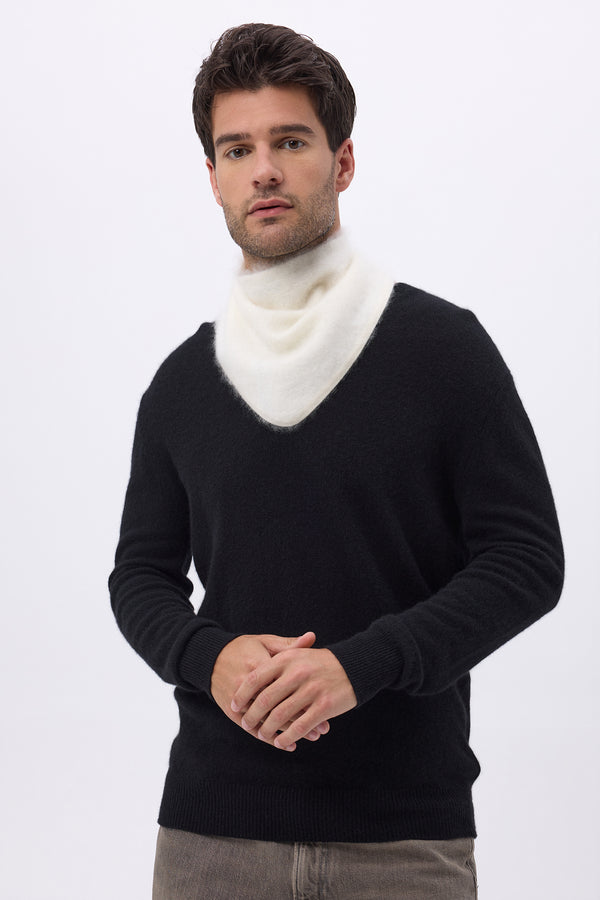 Driehoekige bandana – Brushed Cashmere Bandana Amel - Wit - Heren