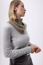 Driehoekige Bandana – Geborsteld Kasjmier Bandana Amel - Kaki Groen - Dames