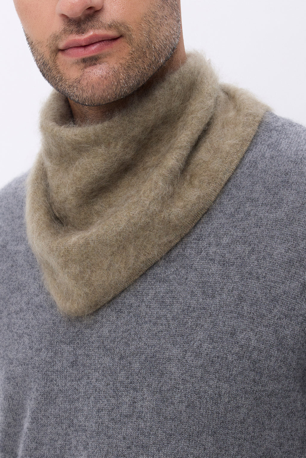 Bandana Triangle – Brushed Cashmere Bandana Amel - Vert Khaki - Homme
