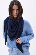 Bufanda bandana oversize triangular lisa Amel - Azul marino - Mujer