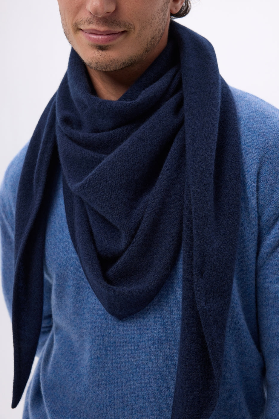 Bufanda bandana oversize triangular lisa Amel - Azul marino - Hombre