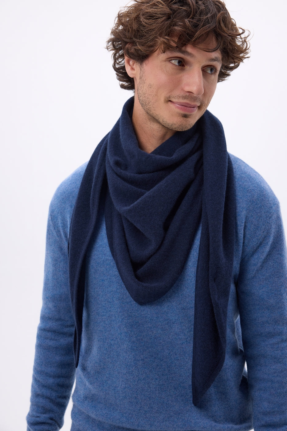 Bufanda bandana oversize triangular lisa Amel - Azul marino - Hombre