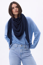 Bufanda bandana oversize triangular lisa Amel - Azul marino - Mujer