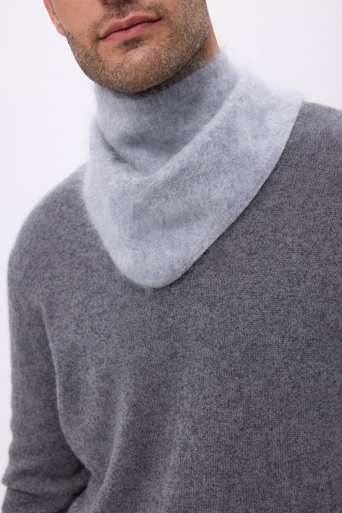 Bandana triangular – Bandana Amel de cachemira cepillada - Gris claro - Hombre