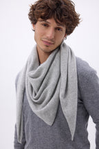 Bufanda bandana oversize triangular lisa Amel - Gris claro - Hombre