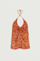 Top floral naranja