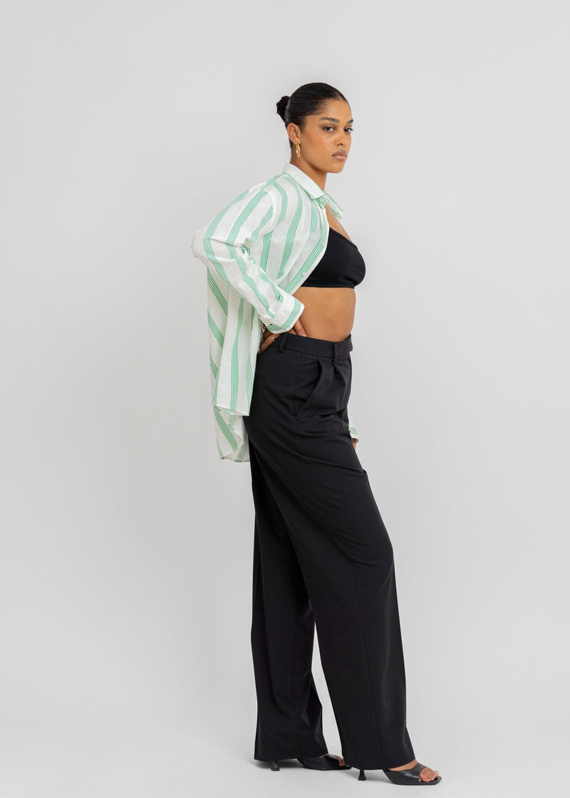 Chemise Miles Linen - Green & White