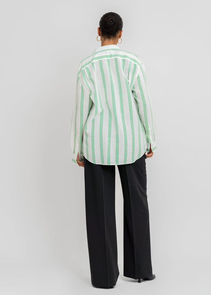 Chemise Miles Linen - Green & White
