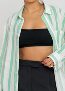 Chemise Miles Linen - Green & White