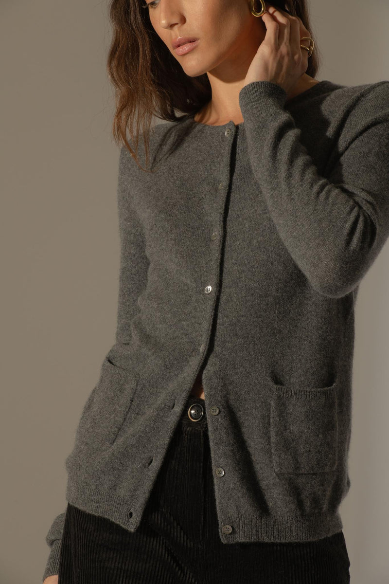 Cardigan Col Rond - Amy - Anthracite Chiné