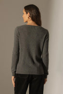 Cardigan Col Rond - Amy - Anthracite Chiné
