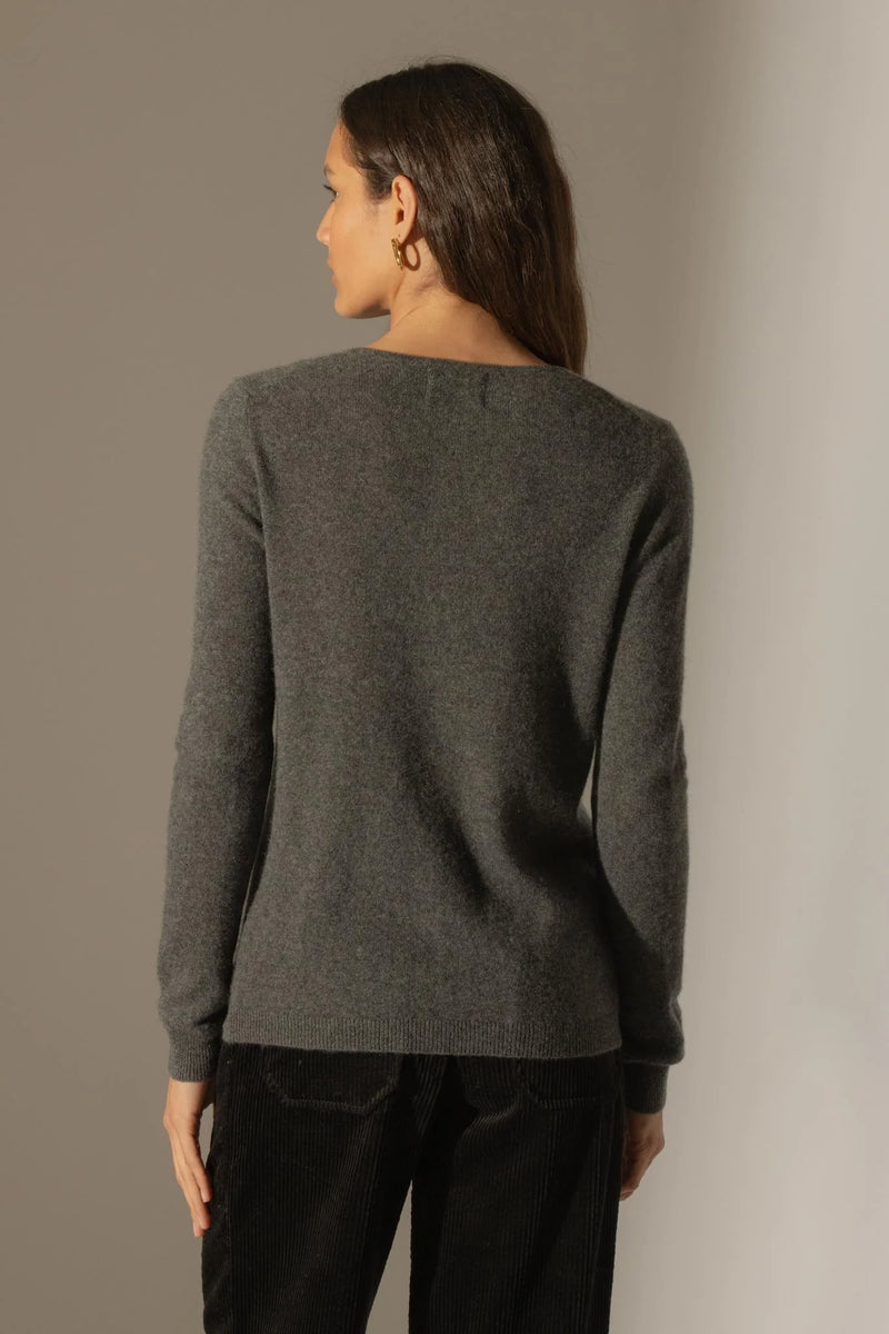Cardigan Col Rond - Amy - Anthracite Chiné