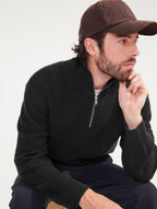 Pullover con mezza zip - Nero - Uomo
