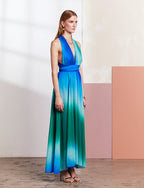 Vestido Azul Y Verde Solina