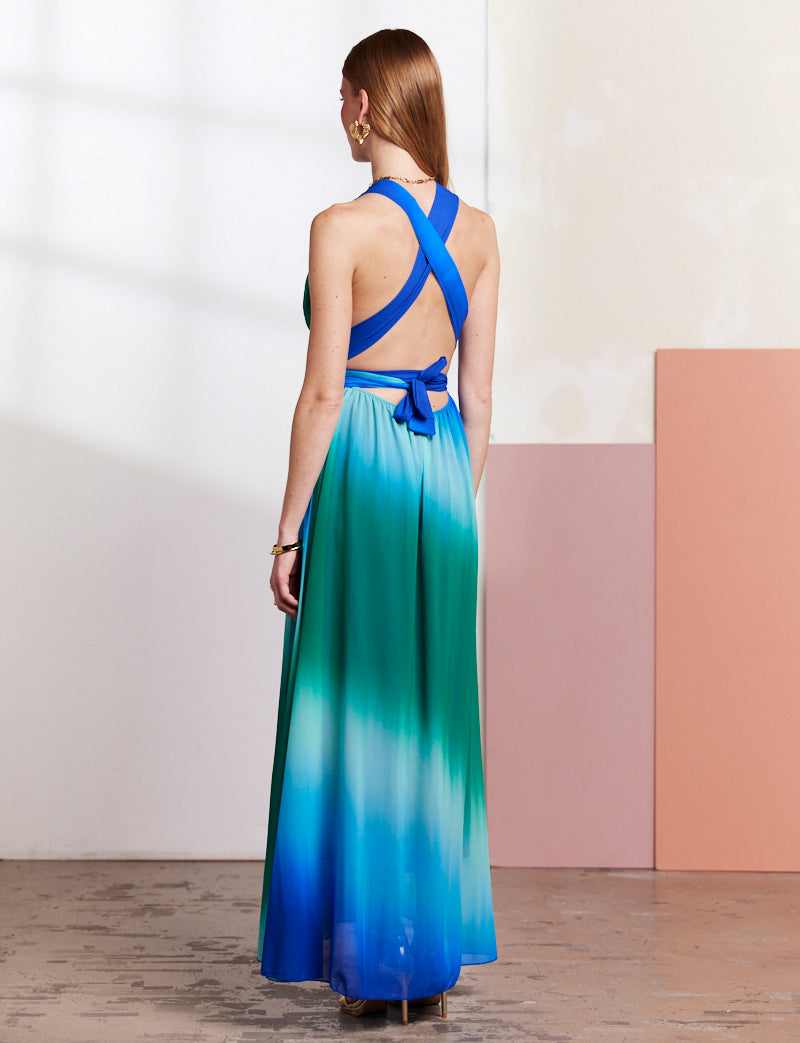 Vestido Azul Y Verde Solina