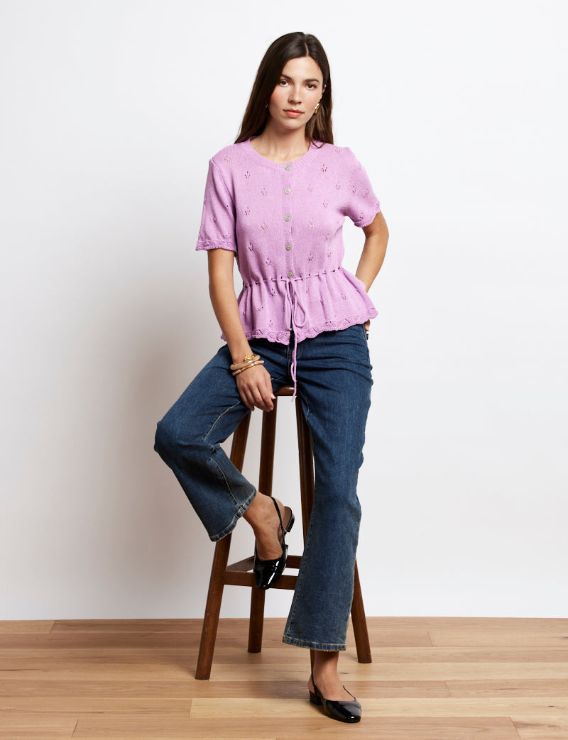 Syrenfarvet cardigan Nika
