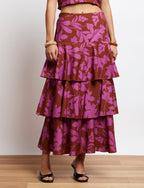 Jupe Terracotta & Fleurs Roses Liaya