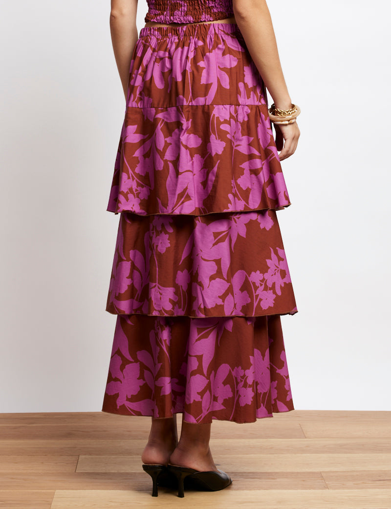 Jupe Terracotta & Fleurs Roses Liaya
