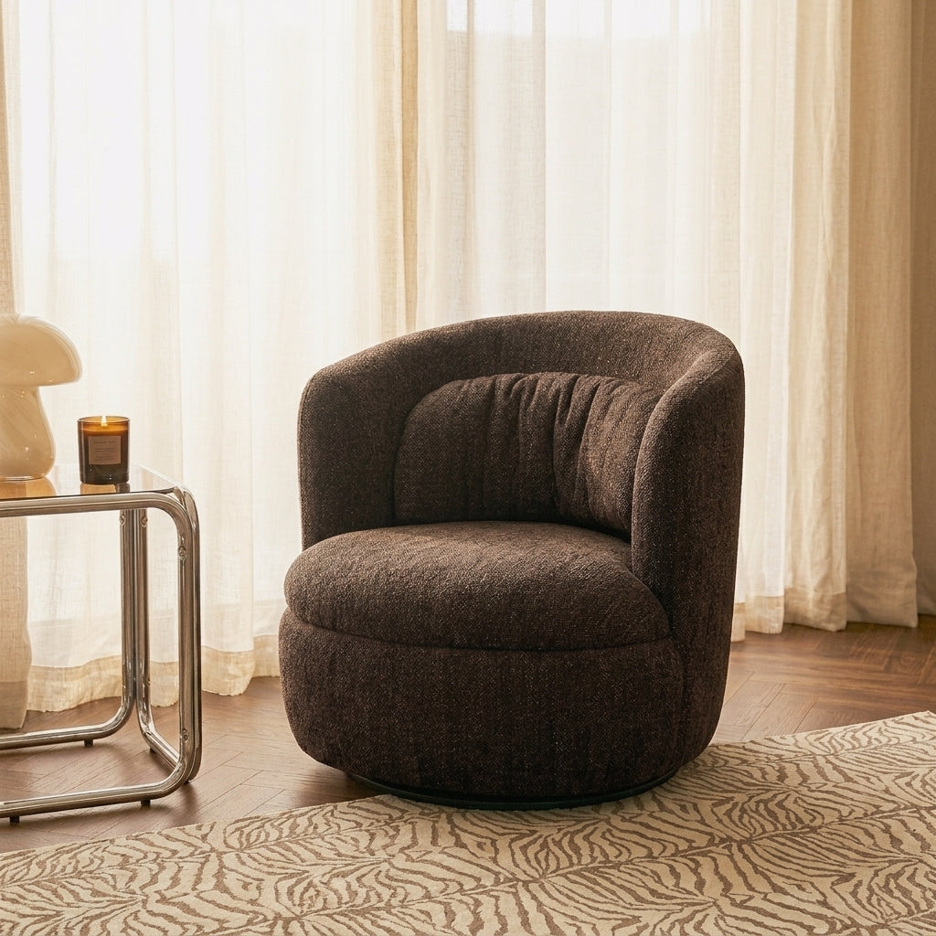 Ander - Fauteuil Pivotant - Tissu - Marron