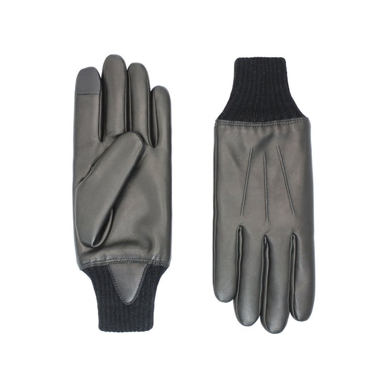 Gants Andrew Cuir Doublés Cachemire - Noir Tactile/Noir - Homme